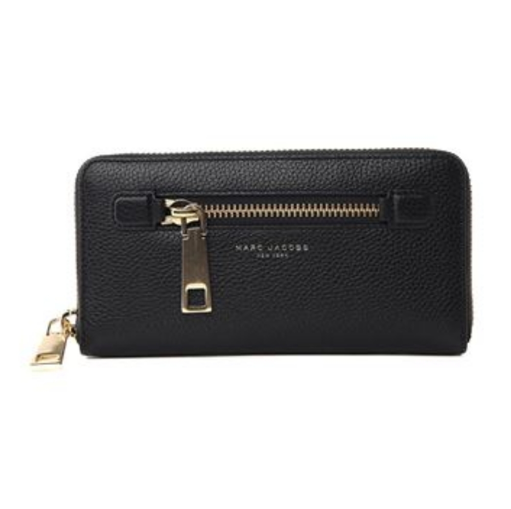 Marc Jacobs Black Leather Gotham Zip Around Wallet